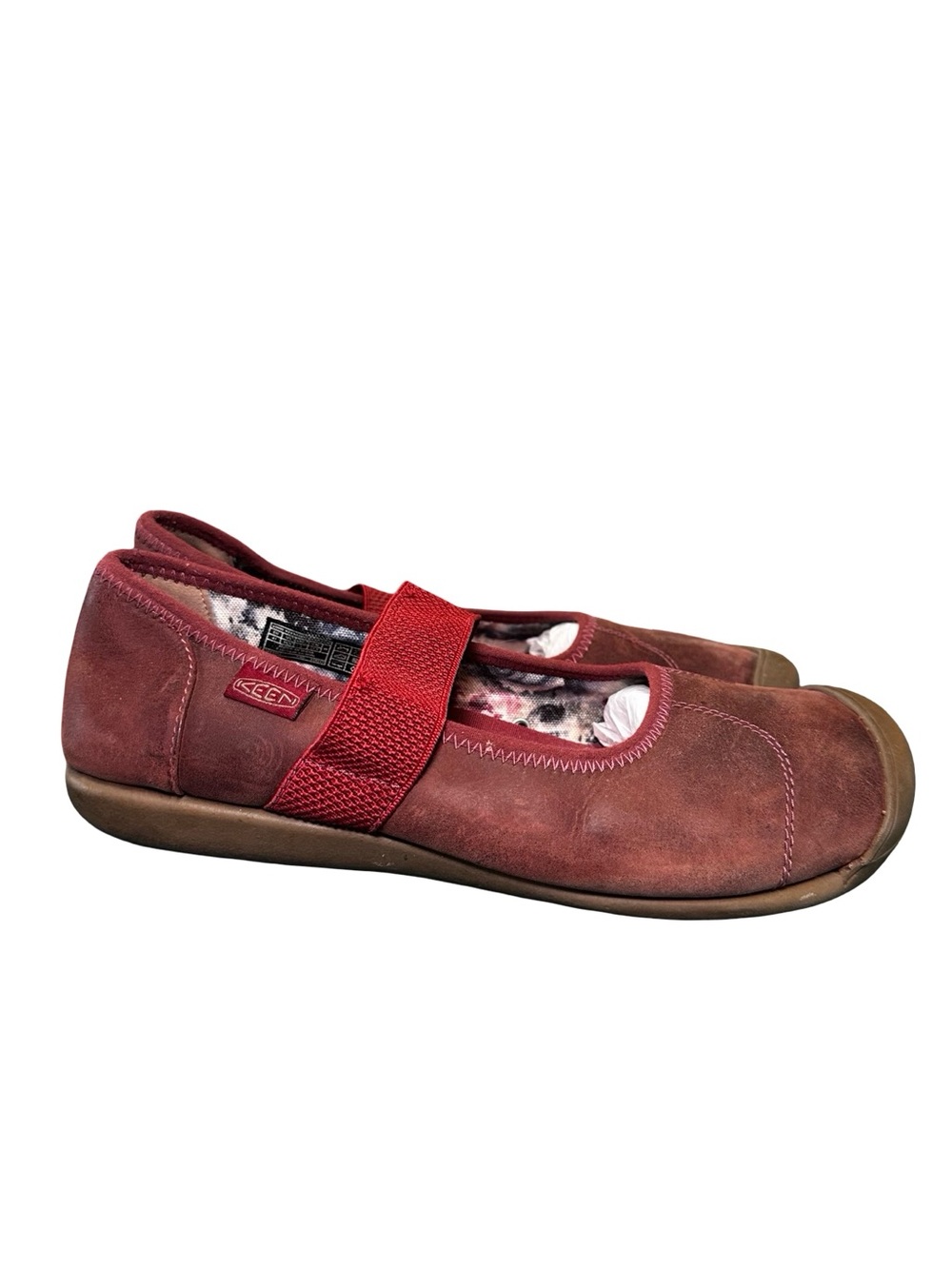 KEEN Sienna MJ Canvas slip-on Mary Jane flat shoe Size 10.5 Brick Red Comfort